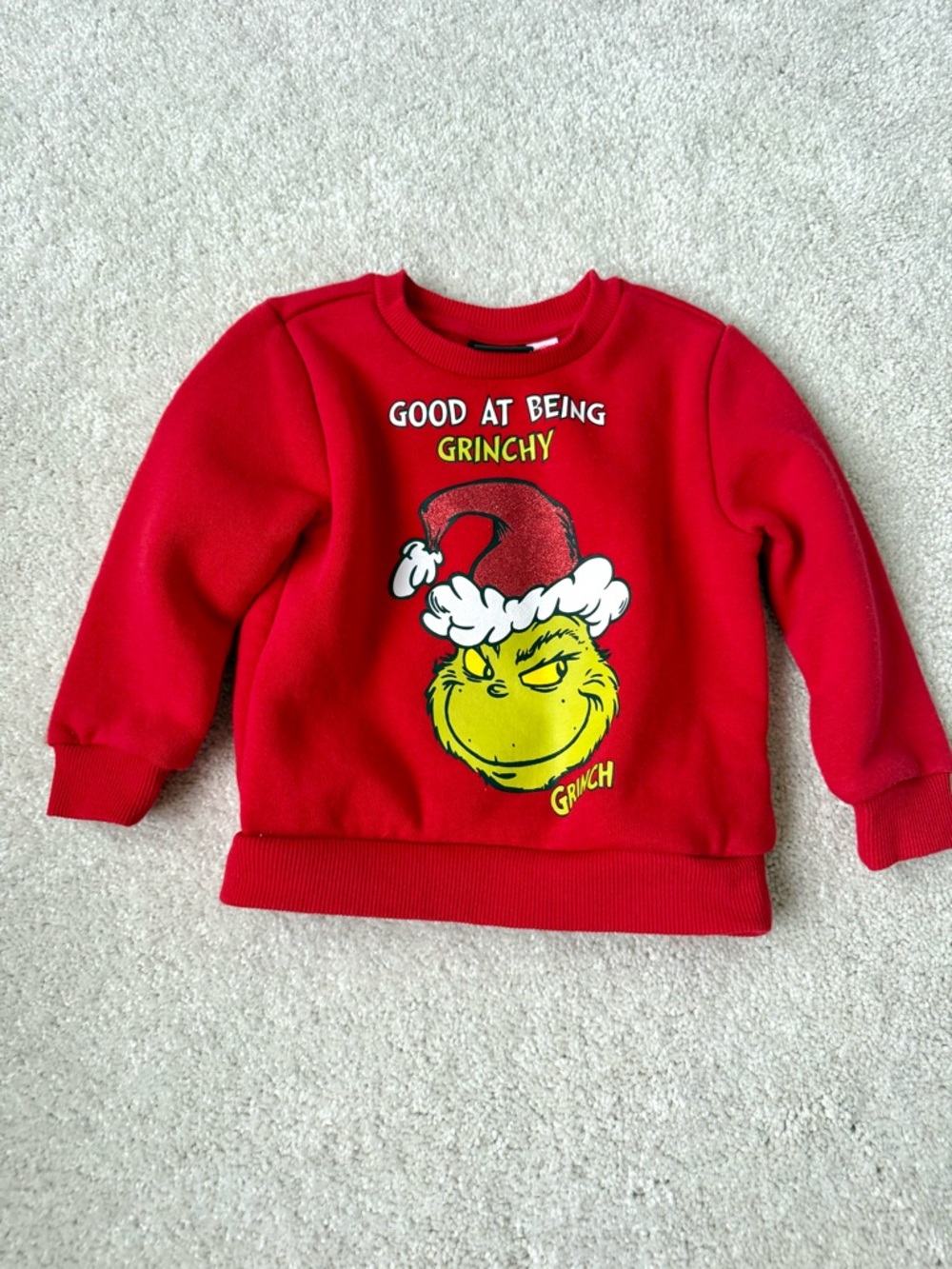 Brand New Kids Red Grinch Sweatshirt - Official Character Pullover